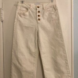 Loft High Waist Wide Leg Chinos in White Size 26